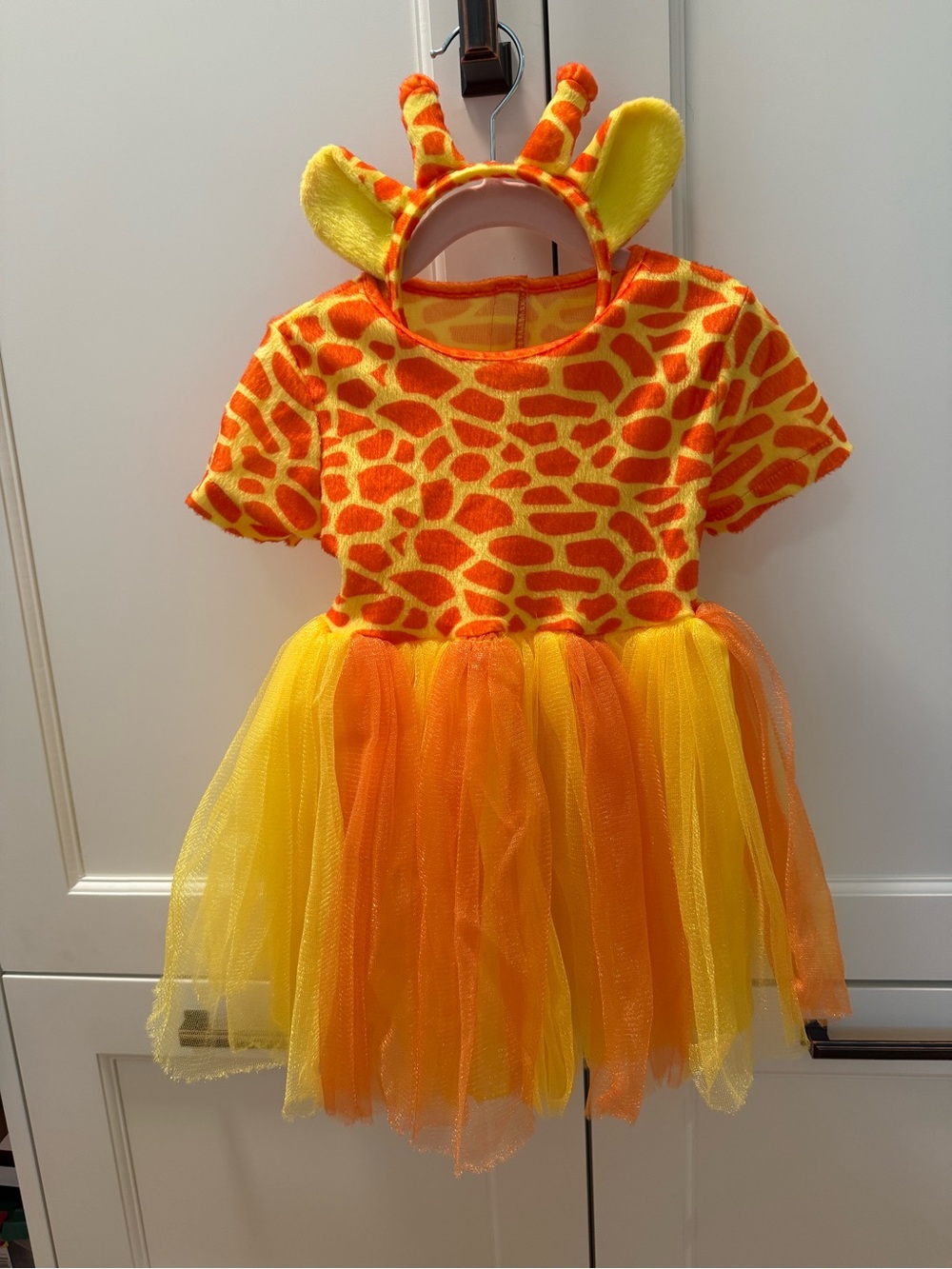 Toddler Orange & Yellow Giraffe Costume Dress w/ Tail and Headband